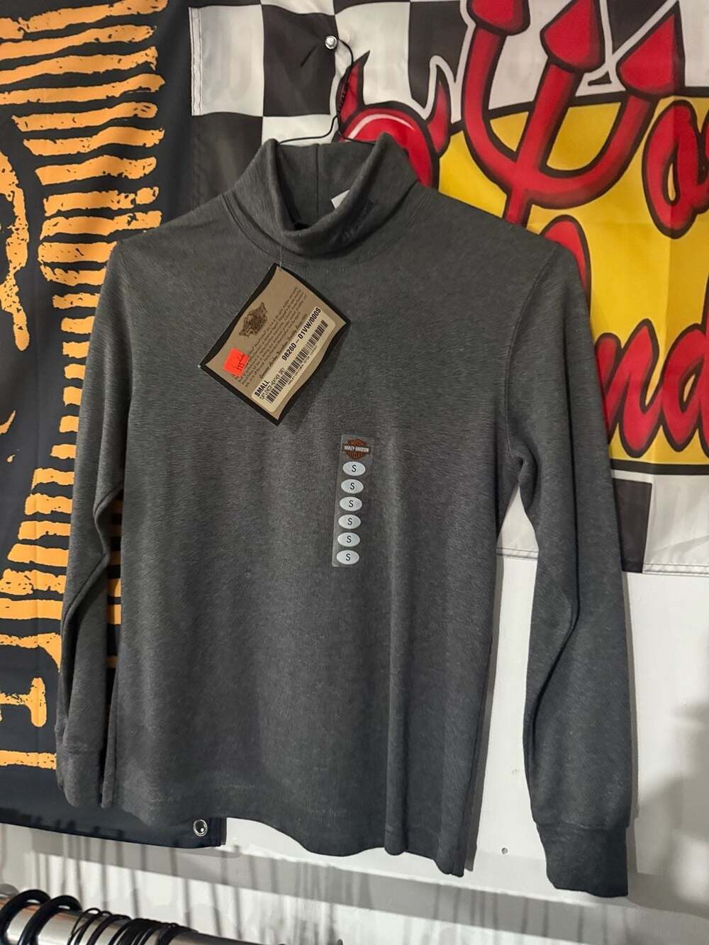 Harley-Davidson Men's Heather Grey Turtleneck Long Sleeve Shirt
